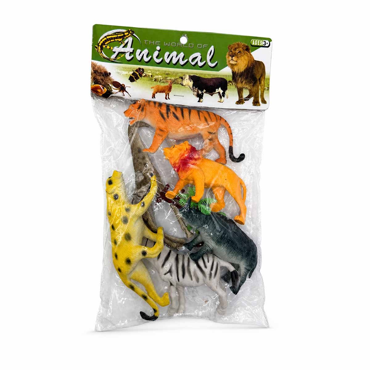 PAQUETE BOLSA ANIMALES SILVESTRES 6 PIEZAS Y 2 PALMERAS MULTICOLOR Y STICKY - 1