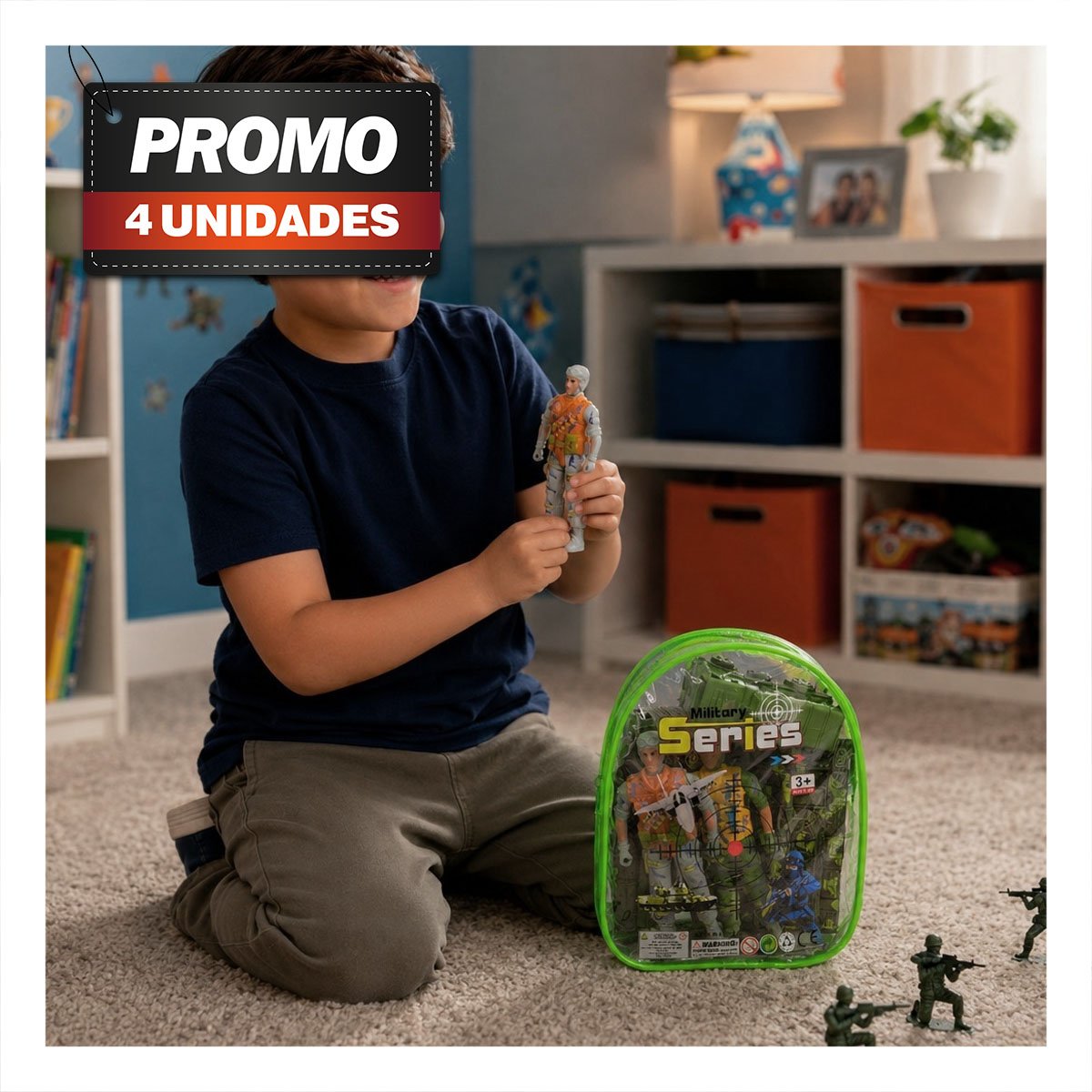 PACK4 JUGUETES EQUIPADO EN MOCHILA 6PZ VERDE DE ESTILO COMODO PARA NINOS YPAPEL REGALO - 1