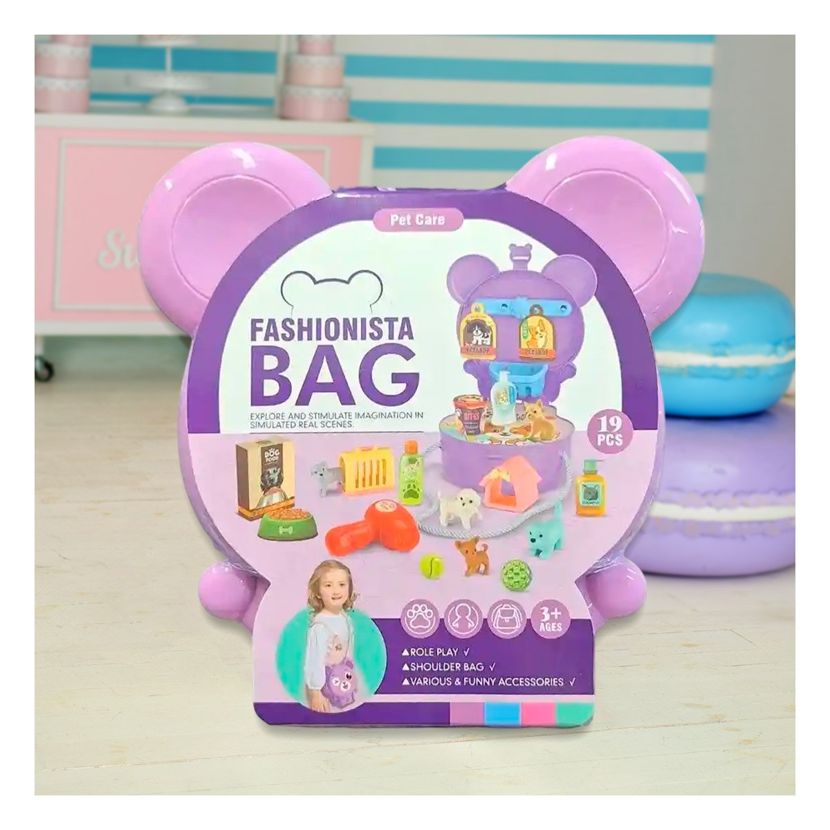 PACK6 CONTENEDOR OREJITAS PET SHOP 19 PZS MORADO CON ACCESORIOS INFANTILES YREGALO STICKER - 3