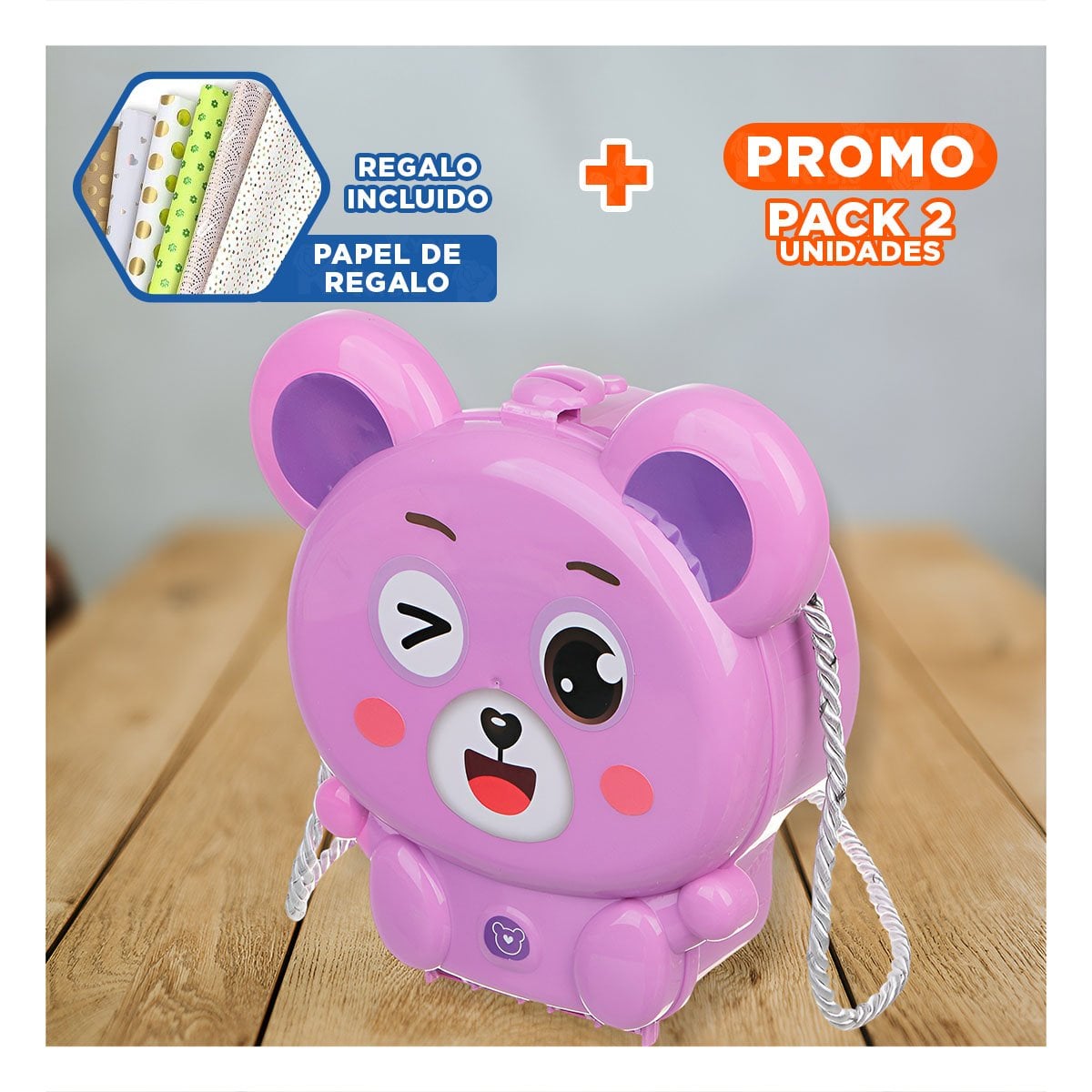 PACK2 MOCHILA OREJITAS PET SHOP 19 PZS MORADO CON SET CREATIVO INFANTIL YPAPEL REGALO - 1