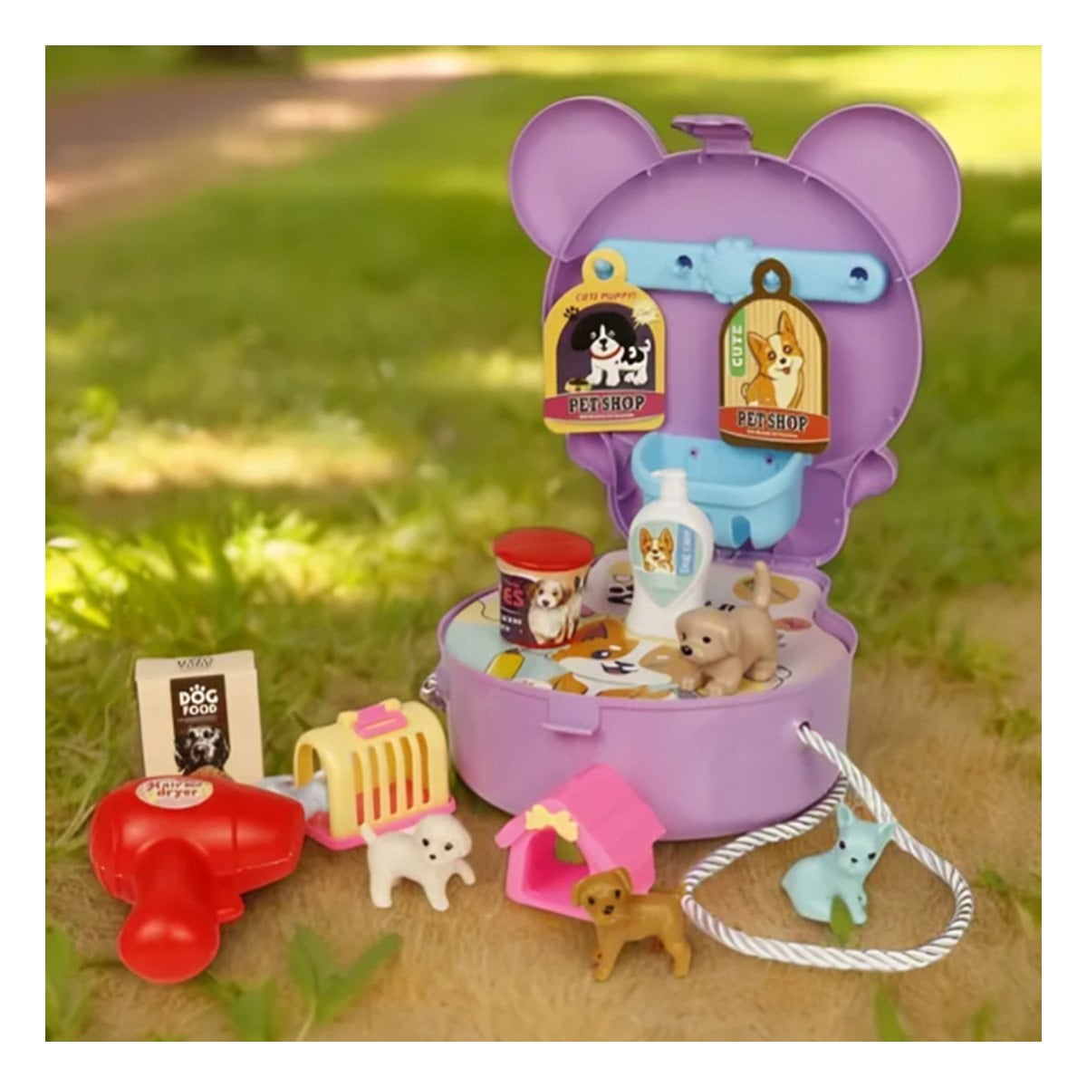 MOCHILA OREJITAS PET SHOP 19 PZS MORADO PARA JUEGO DE VETERINARIA YSTICKY - 2