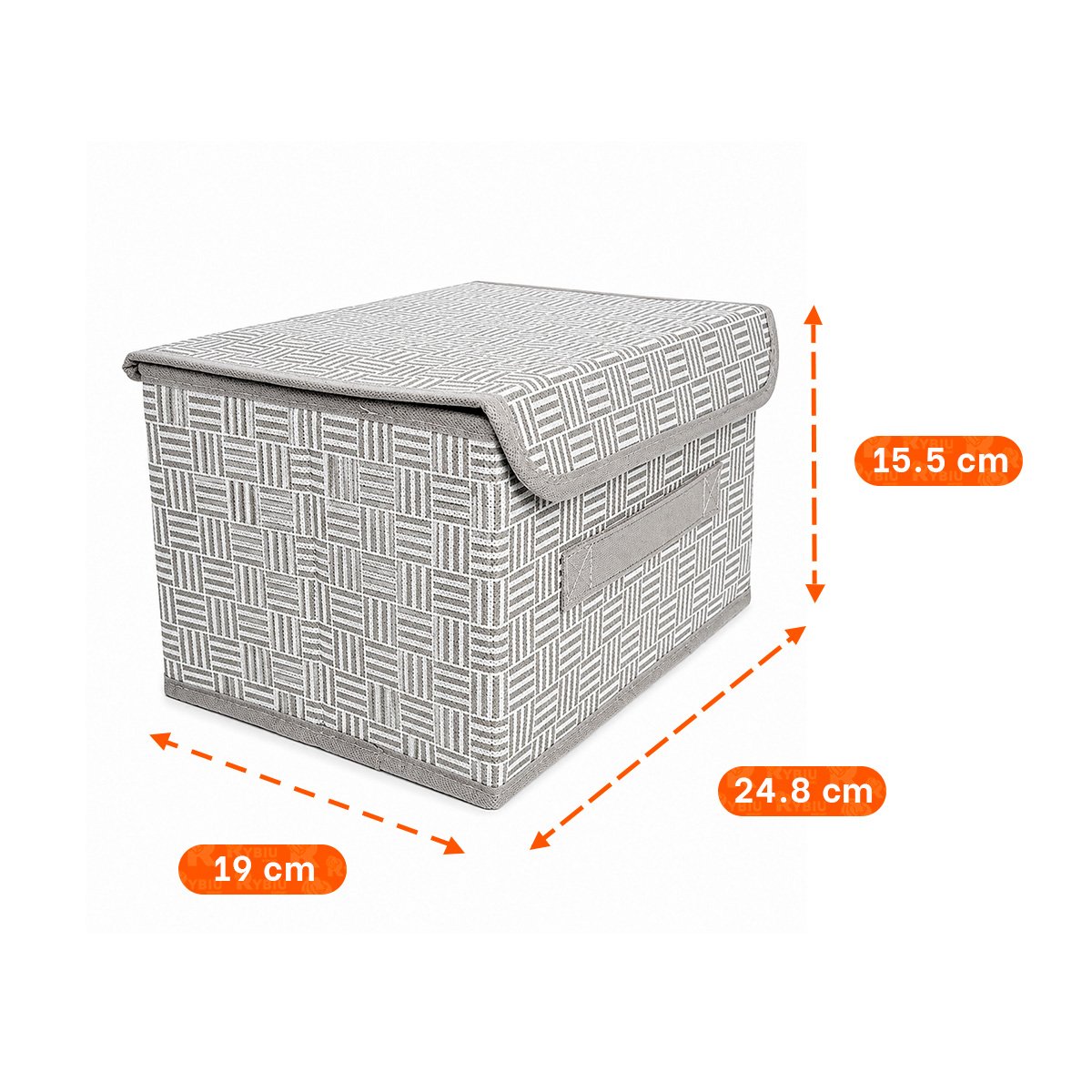 PACK6 CAJON ORGANIZADOR DE TELA A CUADROS Y RAYAS GUARDAR COSAS FACIL BEIGE YPAPEL REGALO - 4