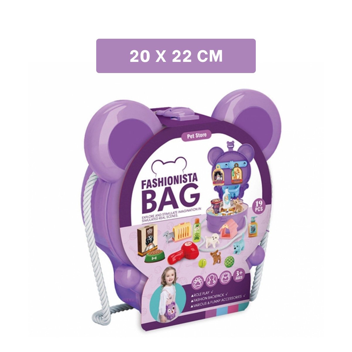 PACK4 PORTAOBJETOS OREJITAS PET SHOP 19 PZS MORADO PARA JUEGO DE MASCOTAS YPAPEL REGALO - 4