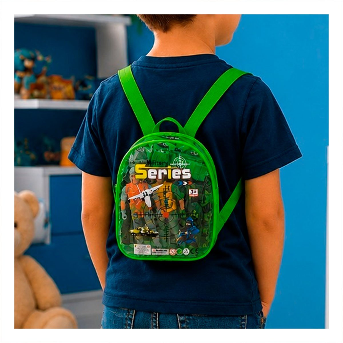 PACK12 JUGUETES EQUIPADO EN MOCHILA 6PZ VERDE CON DISENO MODERNO PARA CASA YPAPEL REGALO - 2