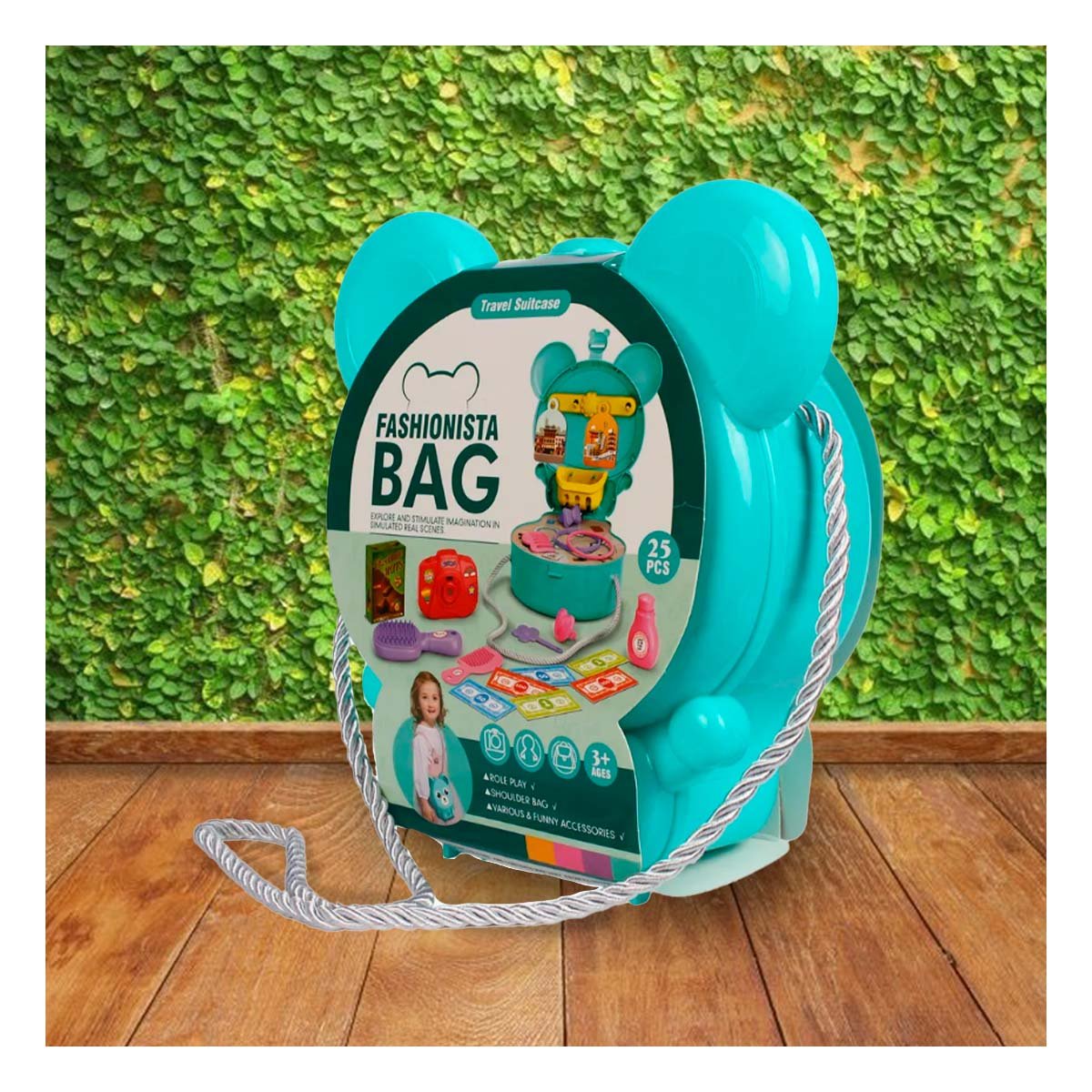 PACK12 PORTAMALETAS INFANTIL OREJITAS MALETA DE VIAJE 25 PZS CELESTE PARA NINOS YPAPEL REGALO - 5