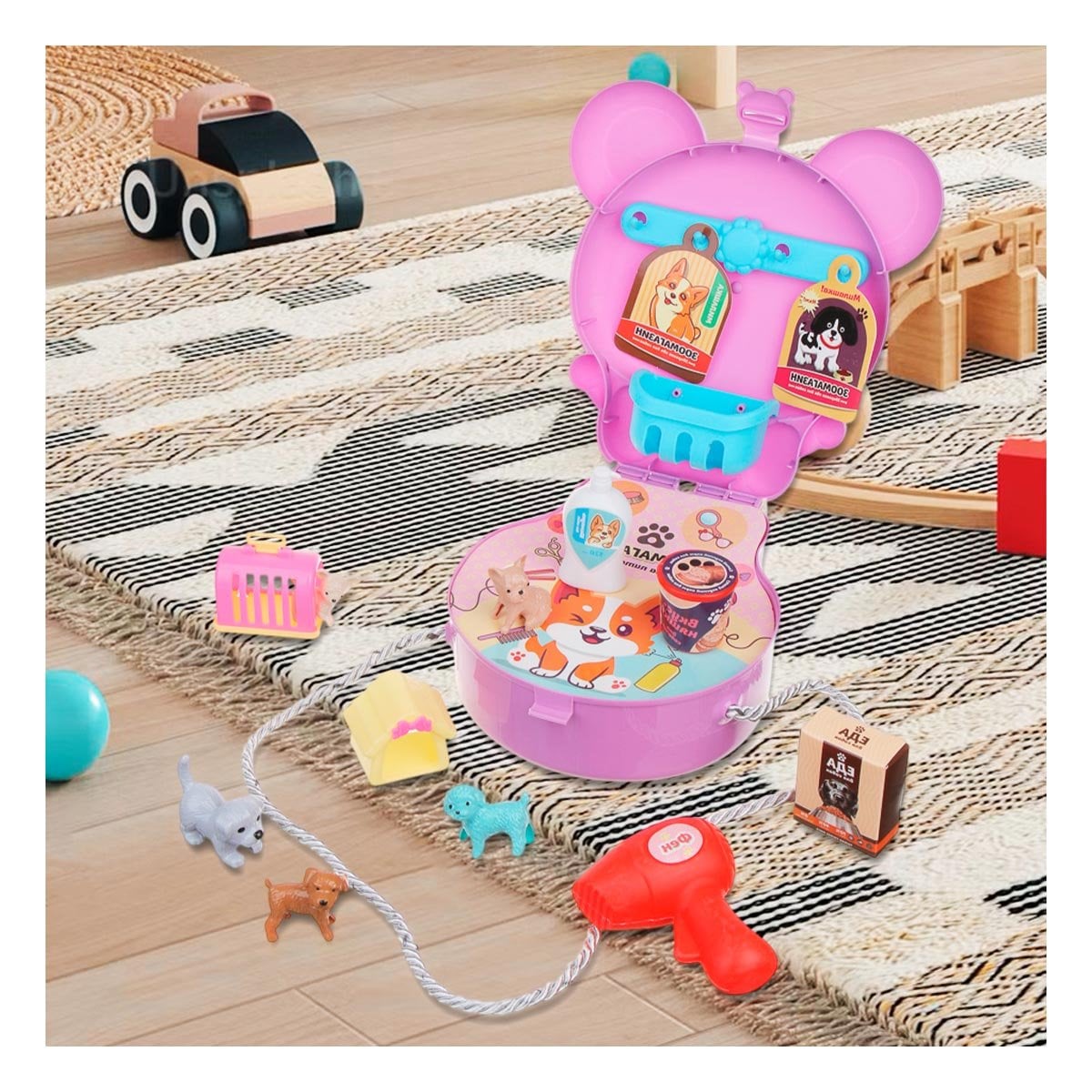 ESTUCHE OREJITAS PET SHOP 19 PZS MORADO PARA NINOS Y JUEGO IMAGINATIVO YREGALO STICKER - 2
