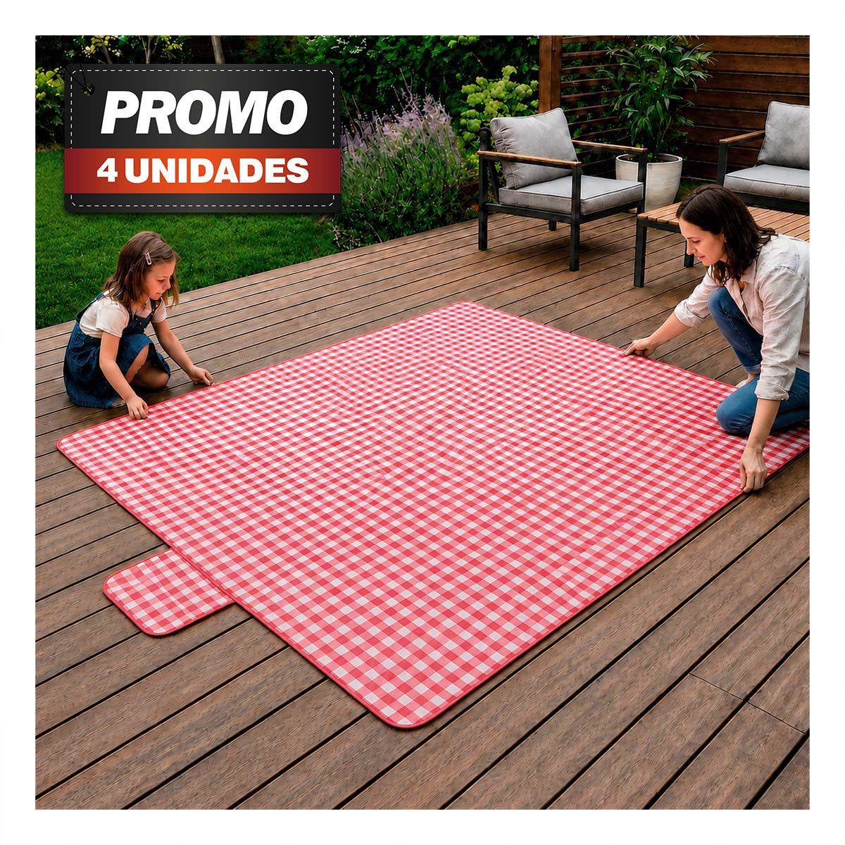 PACK4 COBIJA TIPO CARTERA UNA TELA PARA PARQUE Y PLAYA COLOR ROJO YPAPEL REGALO - 1