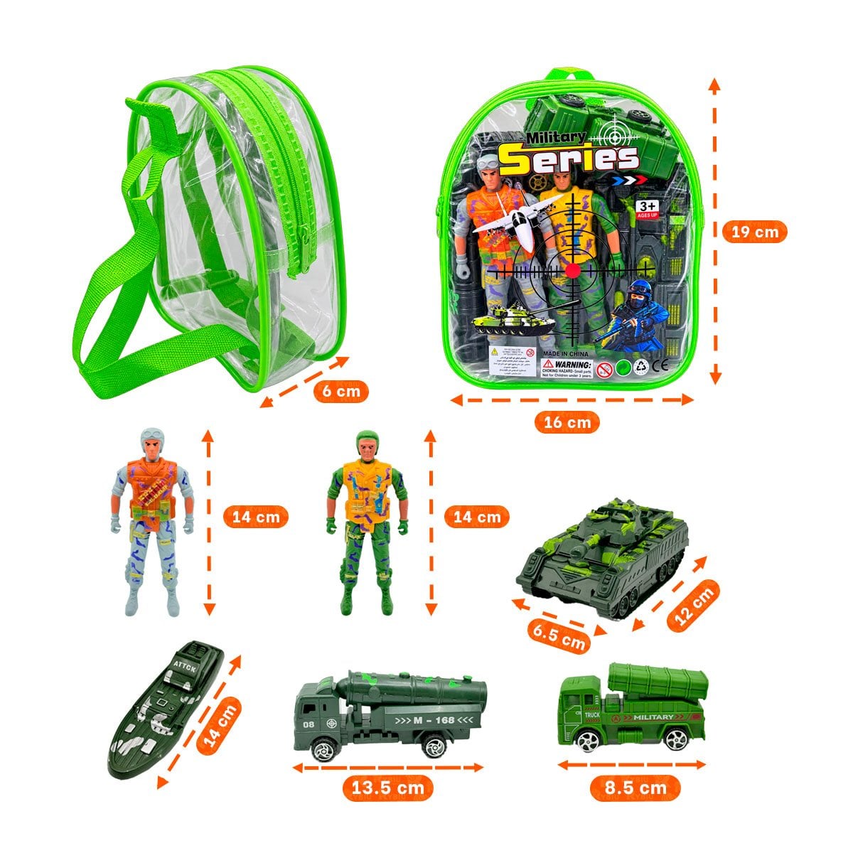 PACK4 SOLDADITOS EQUIPADO EN MOCHILA 6PZ VERDE DE ESTILO ELEGANTE Y FINO - 3