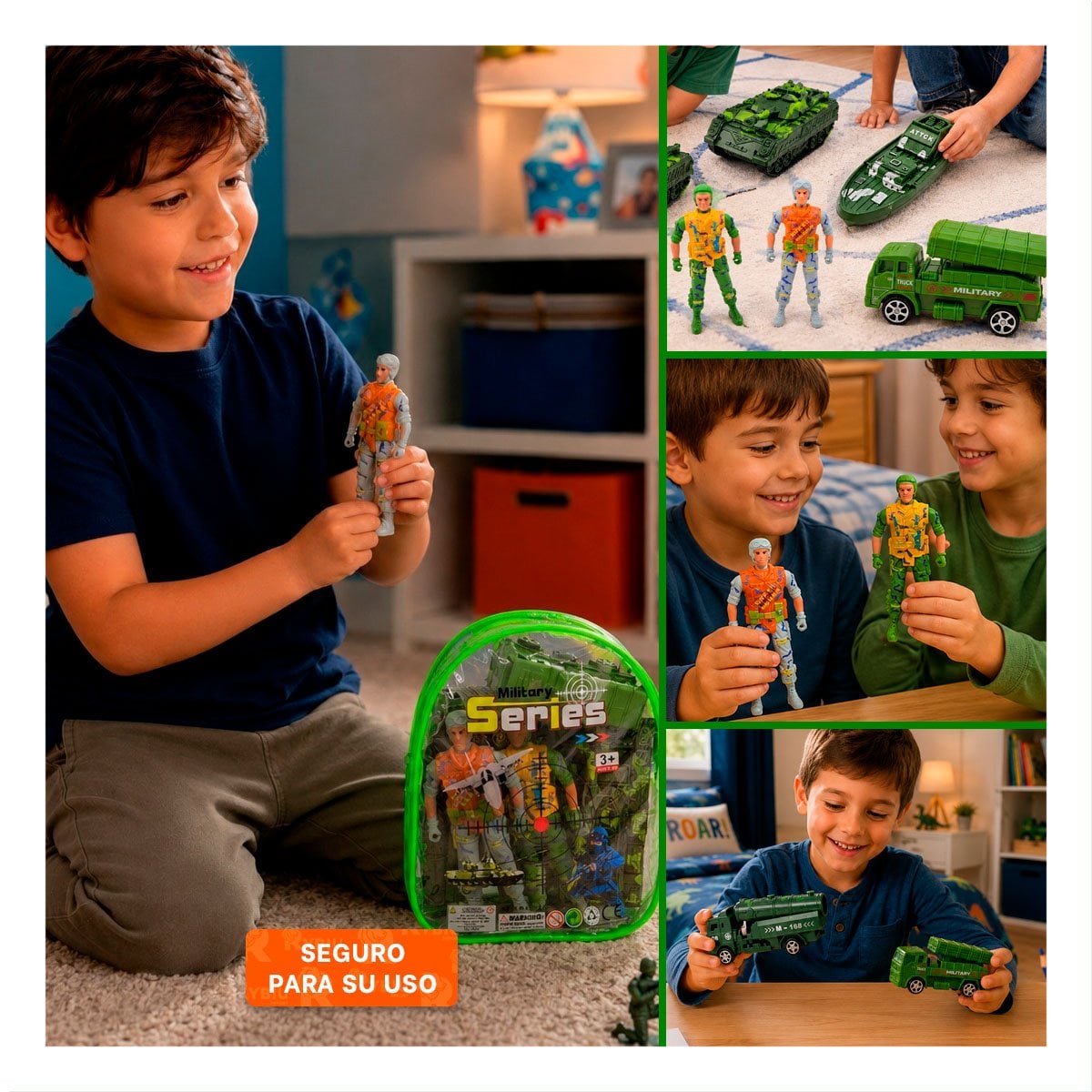 PACK4 SOLDADITOS EQUIPADO EN MOCHILA 6PZ VERDE DE ESTILO ELEGANTE Y FINO - 4