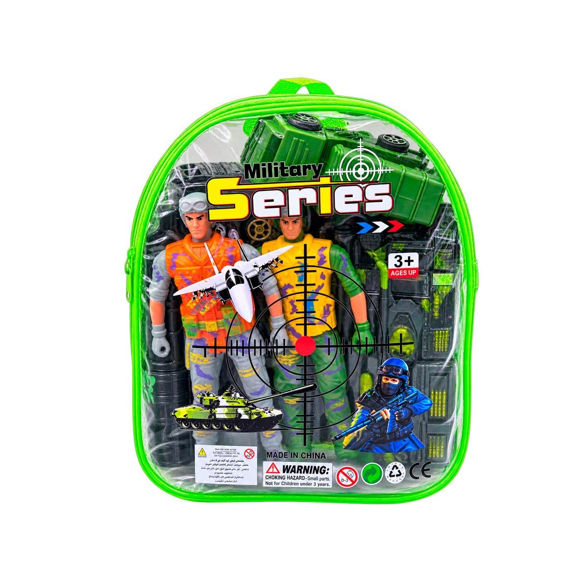 FIGURAS EQUIPADO EN MOCHILA 6 PIEZAS VERDE CON ESTILO UNICO Y STICKY - 1
