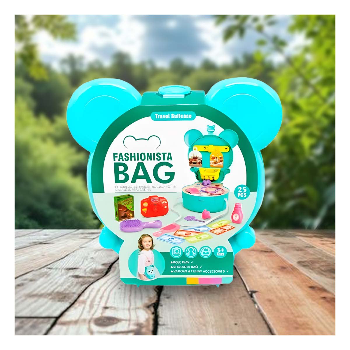 PACK6 ESTUCHE INFANTIL OREJITAS MALETA DE VIAJE 25 PZS CELESTE CON PIEZAS DIDACTICAS - 5