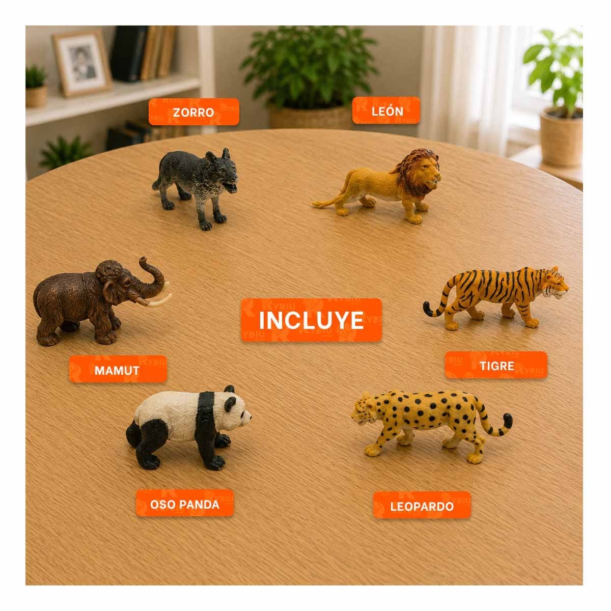 PACK4 SET BOLSA ANIMALES SILVESTRES 6 PIEZAS MULTICOLOR DE PLASTICO COMODO NINOS YPAPEL REGALO - 3