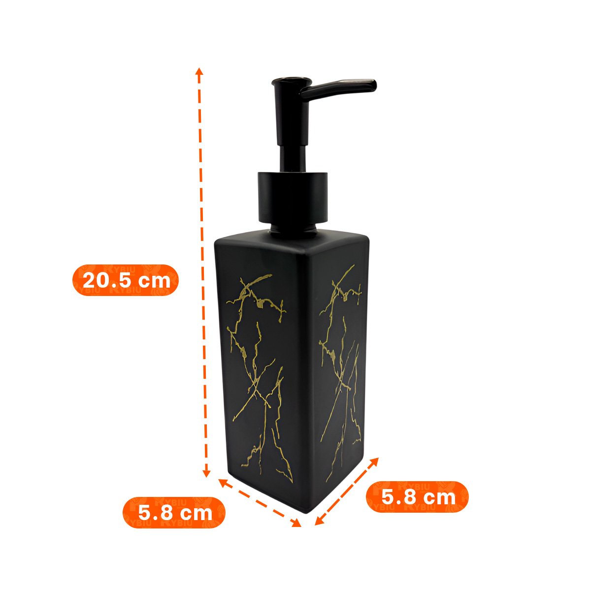 DISPENSADOR DE JABON PARA LAVAMANOS COLOR NEGRO CON DETALLES DORADOS 20,5X5,8 CM Y POST IT - 4