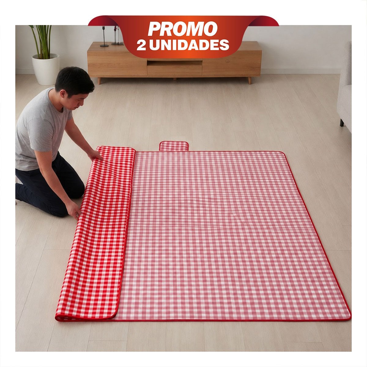 PACK2 FRAZADA PORTATIL PARA USO EN CAMPO TIPO CARTERA 160X160CM YREGALO STICKER - 1