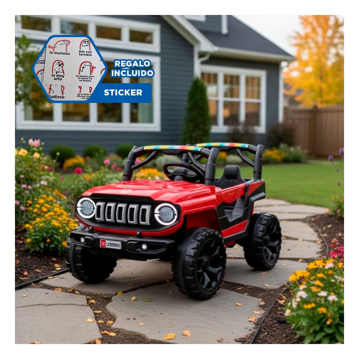 CARRO DE PASEO INFANTIL 4X4 ROJO CON ASIENTO COMODO Y MANEJO FACIL YREGALO STICKER - 1