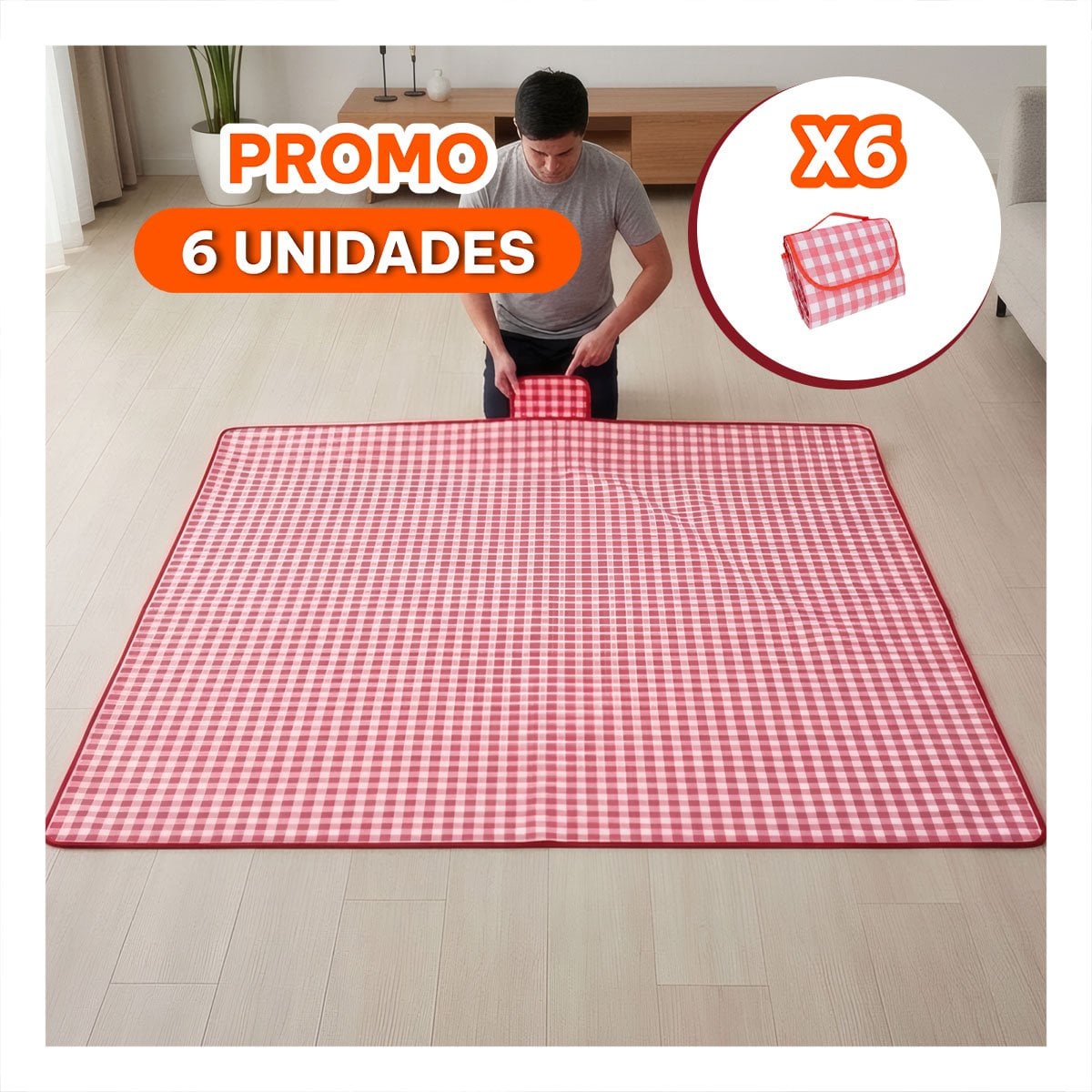 PACK6 FRAZADA PARA SALIDAS AL AIRE LIBRE TIPO CARTERA UNA TELA - 1