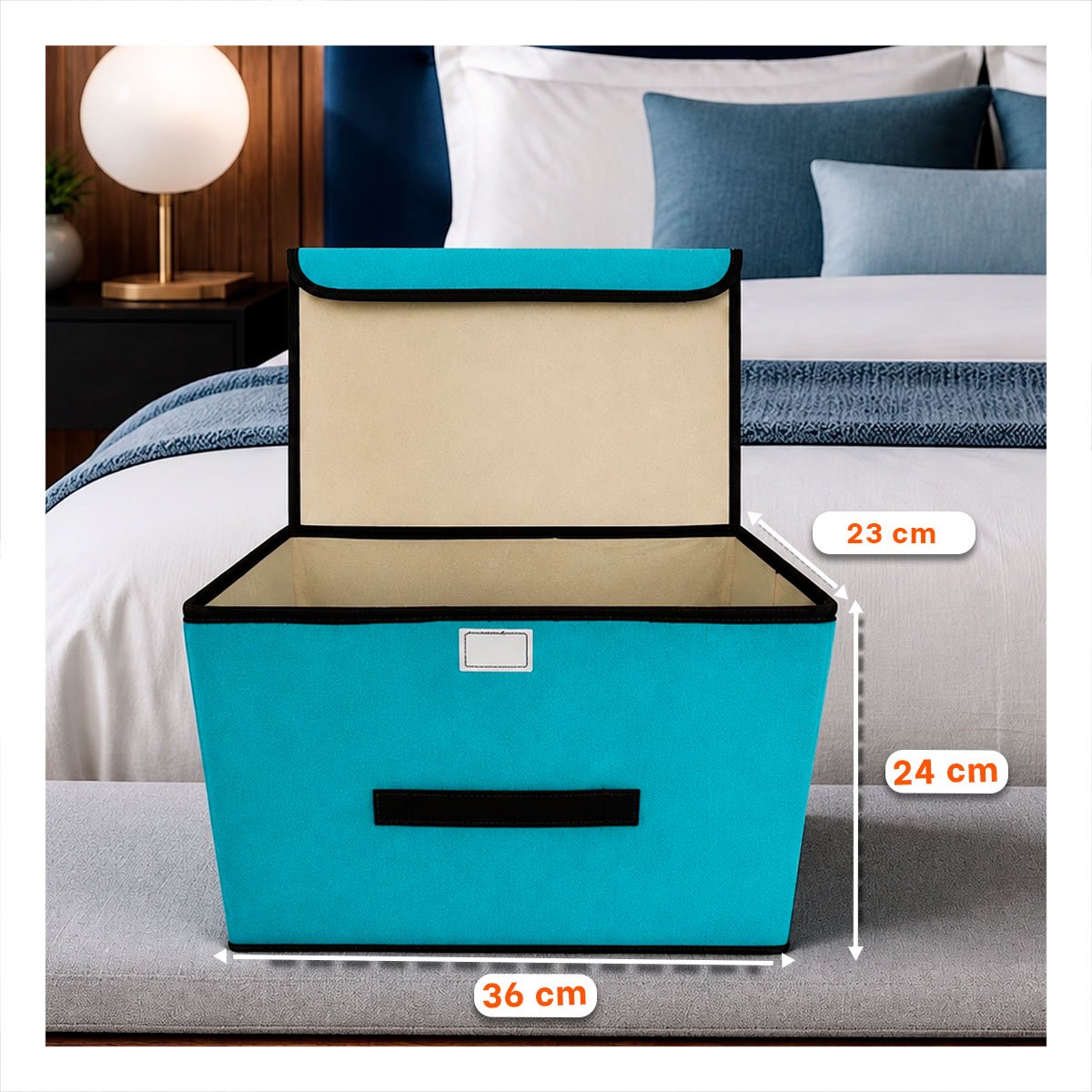 PACK12 CONTENEDOR ORGANIZADOR DE TELA PARA MANTENER TU ROPA ORDENADA CELESTE YREGALO STICKER - 3