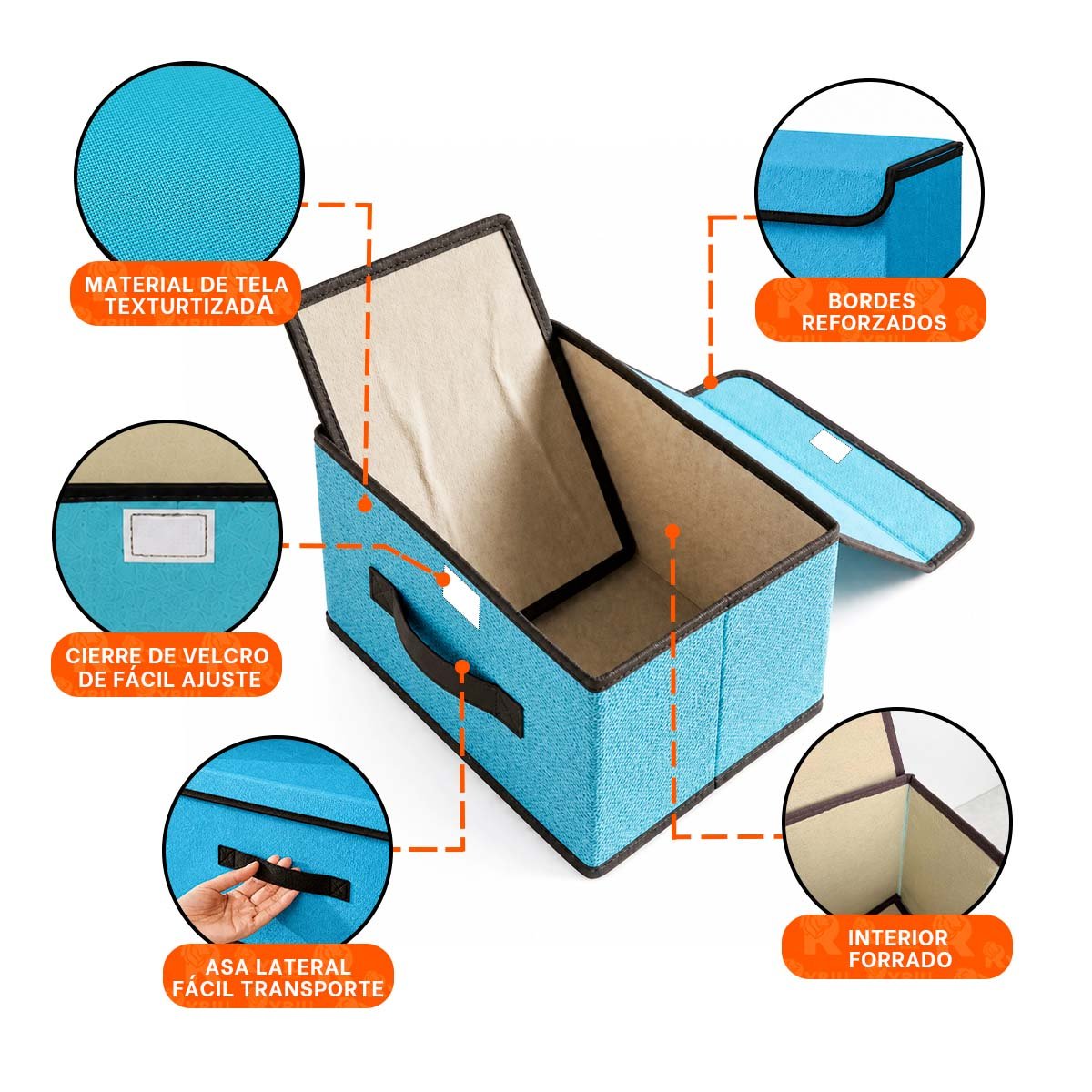 PACK12 CONTENEDOR ORGANIZADOR DE TELA PARA MANTENER TU ROPA ORDENADA CELESTE YREGALO STICKER - 4