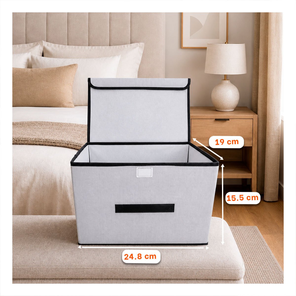 PACK6 ORGANIZADOR DE TELA A RAYAS GUARDAR SABANAS CLOSET CELESTE Y BLANCO YREGALO STICKER - 3