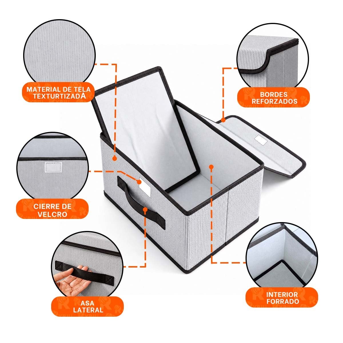 PACK6 ORGANIZADOR DE TELA A RAYAS GUARDAR SABANAS CLOSET CELESTE Y BLANCO YREGALO STICKER - 4