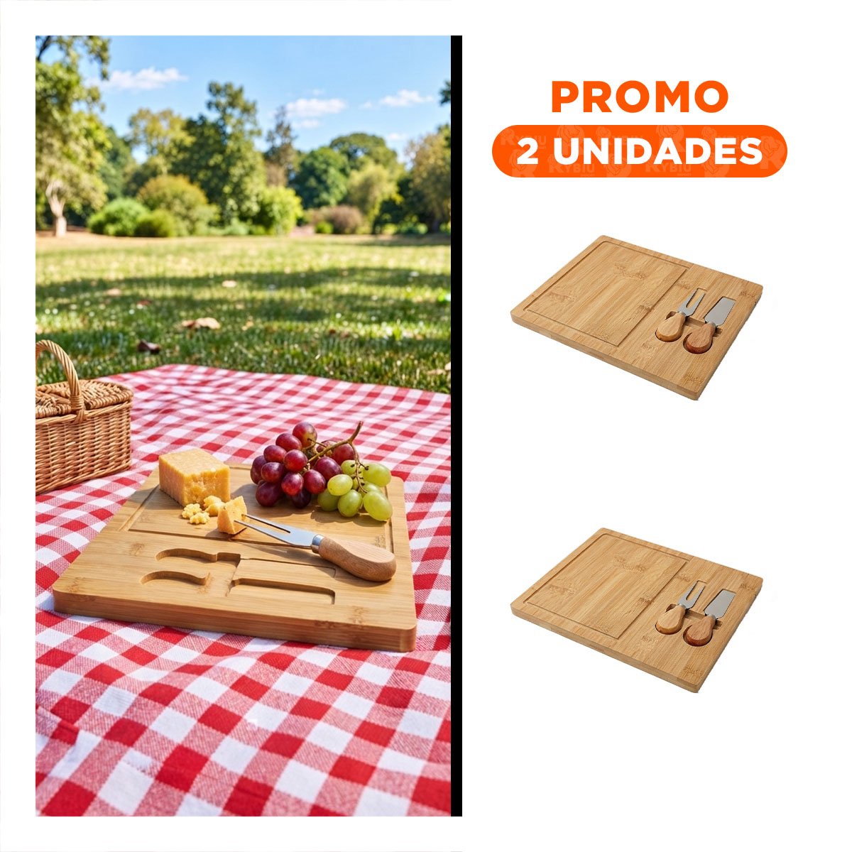 PACK2 BASE RECTANGULAR DE MADERA CON 2 UTENSILIOS PARA SERVIR EN EL COMEDOR - 1