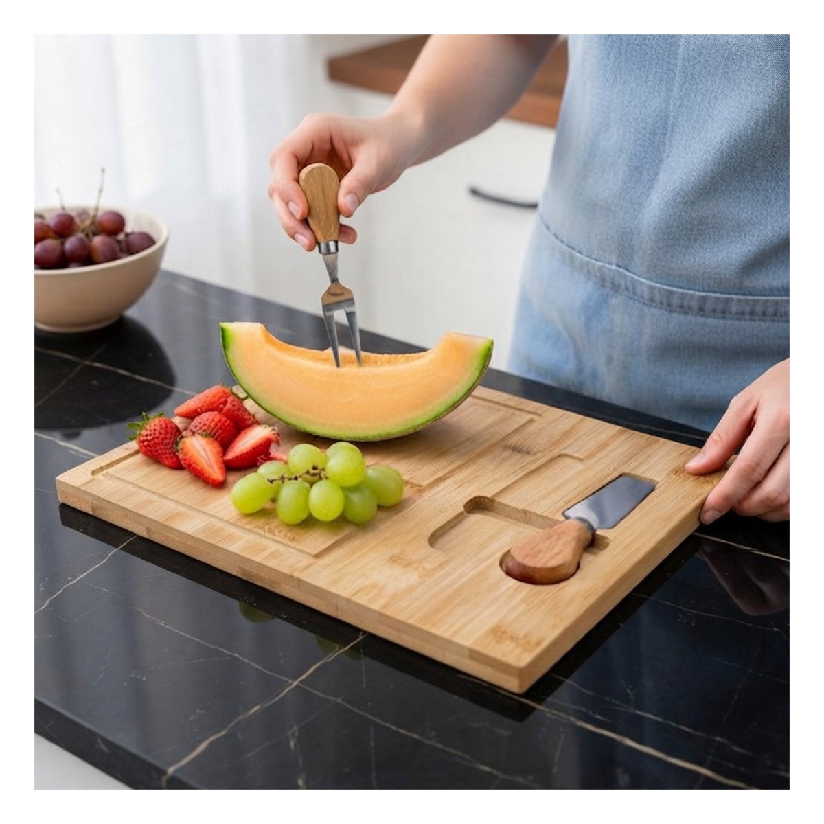PACK2 TABLERO PARA COCINA Y HOGAR DE MADERA CON 2 UTENSILIOS YPAPEL REGALO - 2
