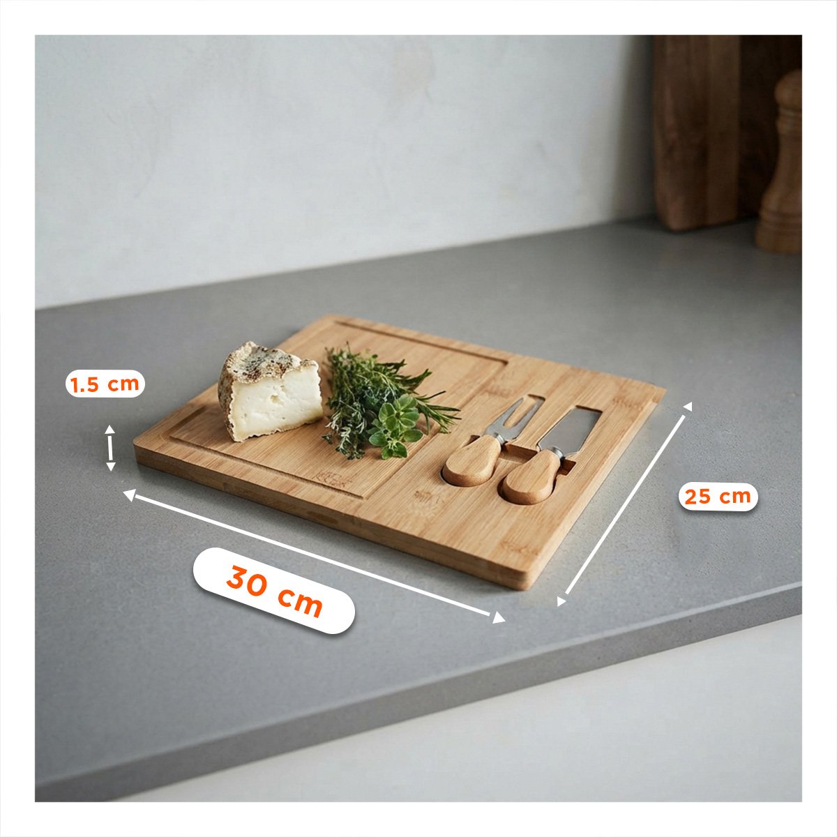 BANDEJA RECTANGULAR CON 2 UTENSILIOS DE MADERA PARA SERVIR COMIDAS Y LIGAS REGALO - 3