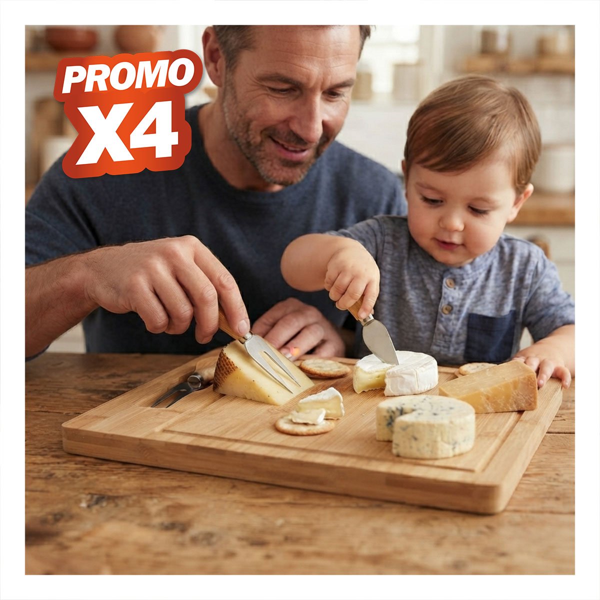 PACK4 TABLERO CON 2 UTENSILIOS PARA PREPARAR ALIMENTOS EN CASA YREGALO STICKER - 1