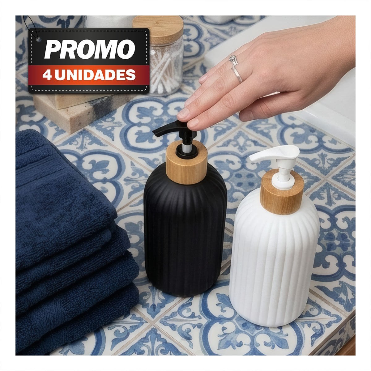 PACK4 EQUIPO 2 DOSIFICADOR PARA LOCION DE MANOS CON RAYAS 7X19CM YPAPEL REGALO - 1