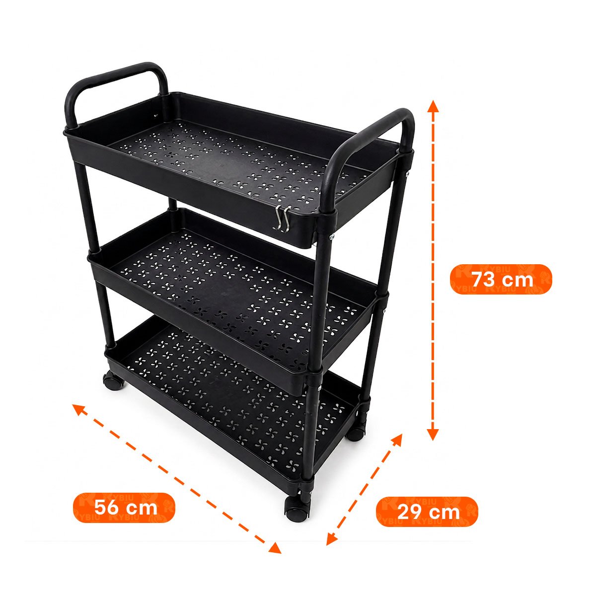 PACK6 ESTANTE CARRITO ORGANIZADOR DE 3 NIVELES PRACTICO PARA LA CASA NEGRO YPAPEL REGALO - 4
