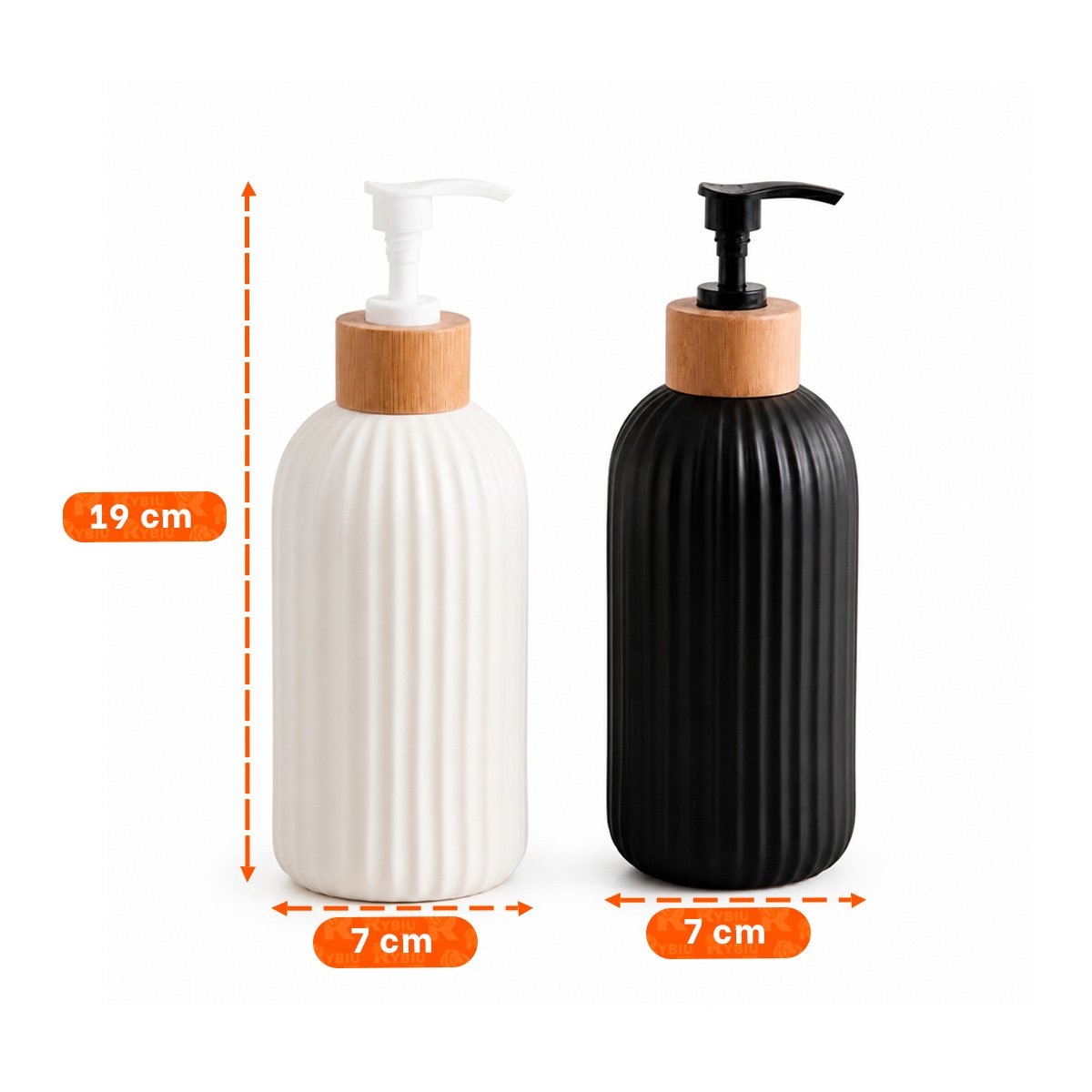 PACK12 EQUIPO 2 ENVASE PARA GEL DE DUCHA COLOR BLANCO Y NEGRO CON RAYAS 7X19CM - 3