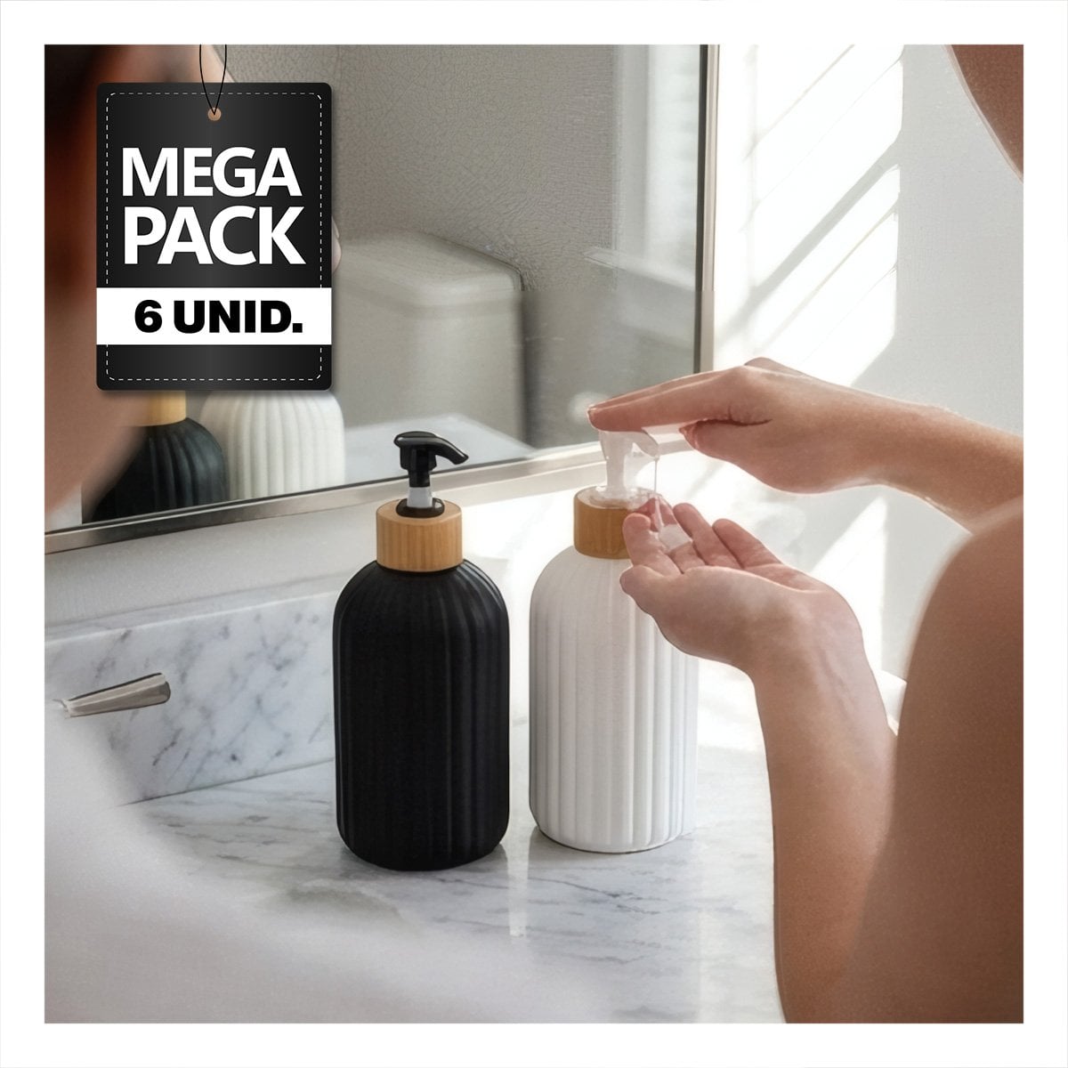 PACK6 PACK 2 DOSIFICADOR PARA USO DIARIO COLOR BLANCO Y NEGRO CON DETALLE YPAPEL REGALO - 1