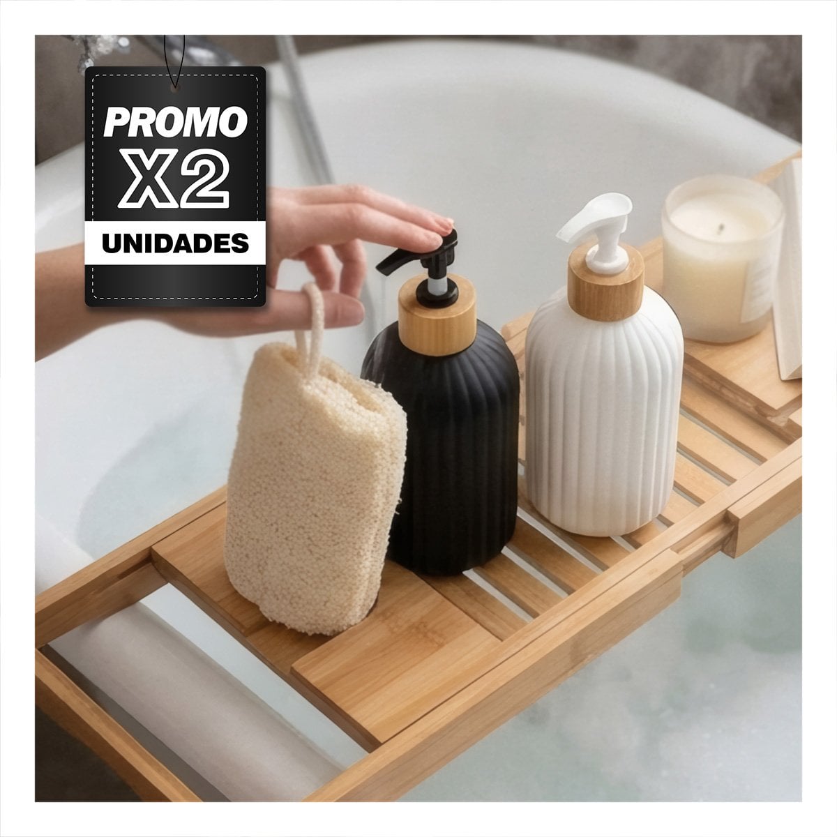 PACK2 KIT 2 DOSIFICADOR PARA GEL ANTIBACTERIAL COLOR BLANCO Y NEGRO YPAPEL REGALO - 1