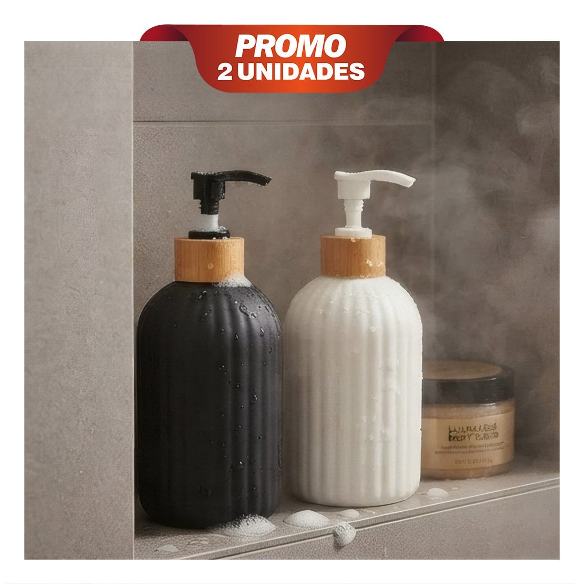 PACK2 PACK 2 DISPENSADOR PARA DETERGENTE DE COCINA COLOR BLANCO Y NEGRO YREGALO STICKER - 1