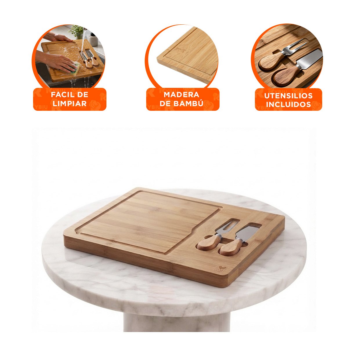 BASE PARA COCINA DE MADERA CON 2 UTENSILIOS PARA PREPARAR ALIMENTOS Y PAPEL REGALO - 4