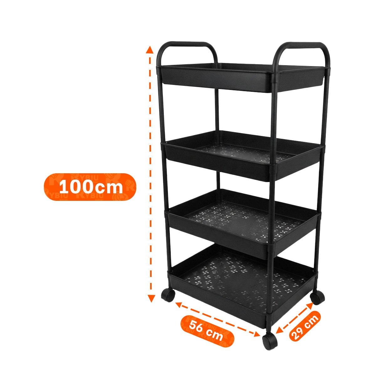 CARRITO ESTANTE MULTIUSO DE 4 NIVELES CON ASAS DE METAL PARA COCINA NEGRO Y STICKY - 2