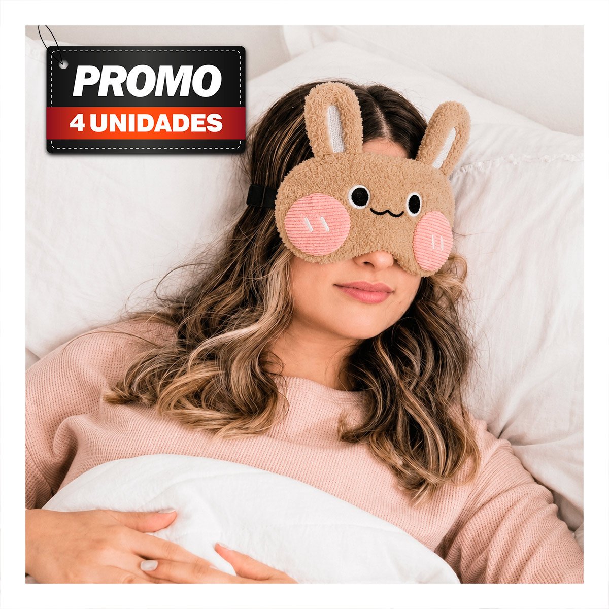 PACK4 PROTECTOR CONEJO PELUCHE MARRON CLARO DE FELPA SUAVE PARA DESCANSO, DORMIR Y VIAJAR - 1