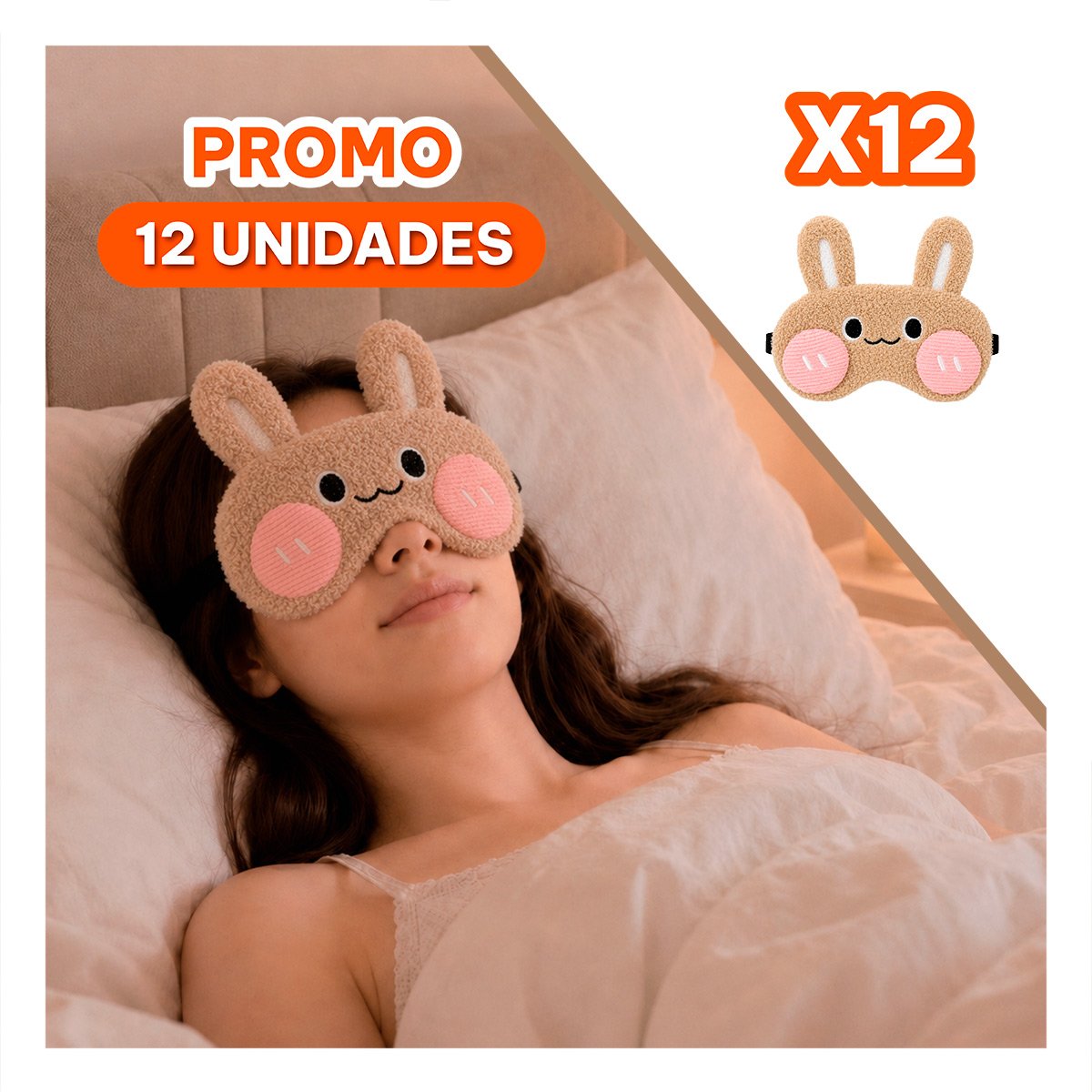 PACK12 ANTIFAZ CONEJO PELUCHE MARRON CLARO DE SUAVE PARA DESCANSAR EN HOGAR YREGALO STICKER - 1