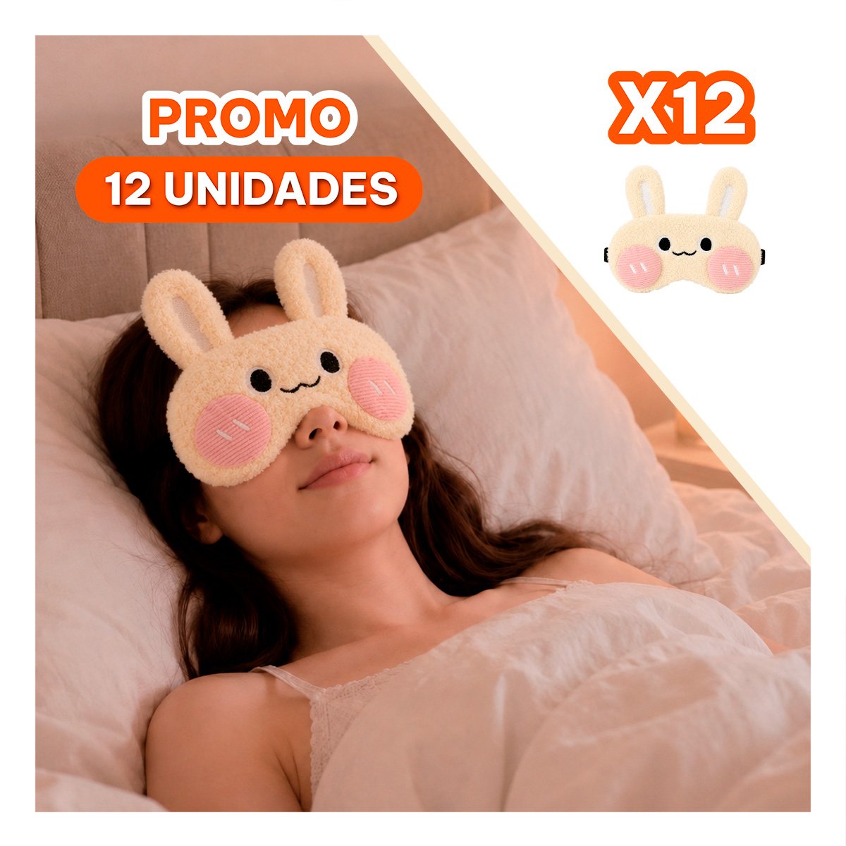 PACK12 ANTIFAZ CONEJO PELUCHE BEIGE DE FELPA COMODA PARA DESCANSAR EN LA NOCHE - 1