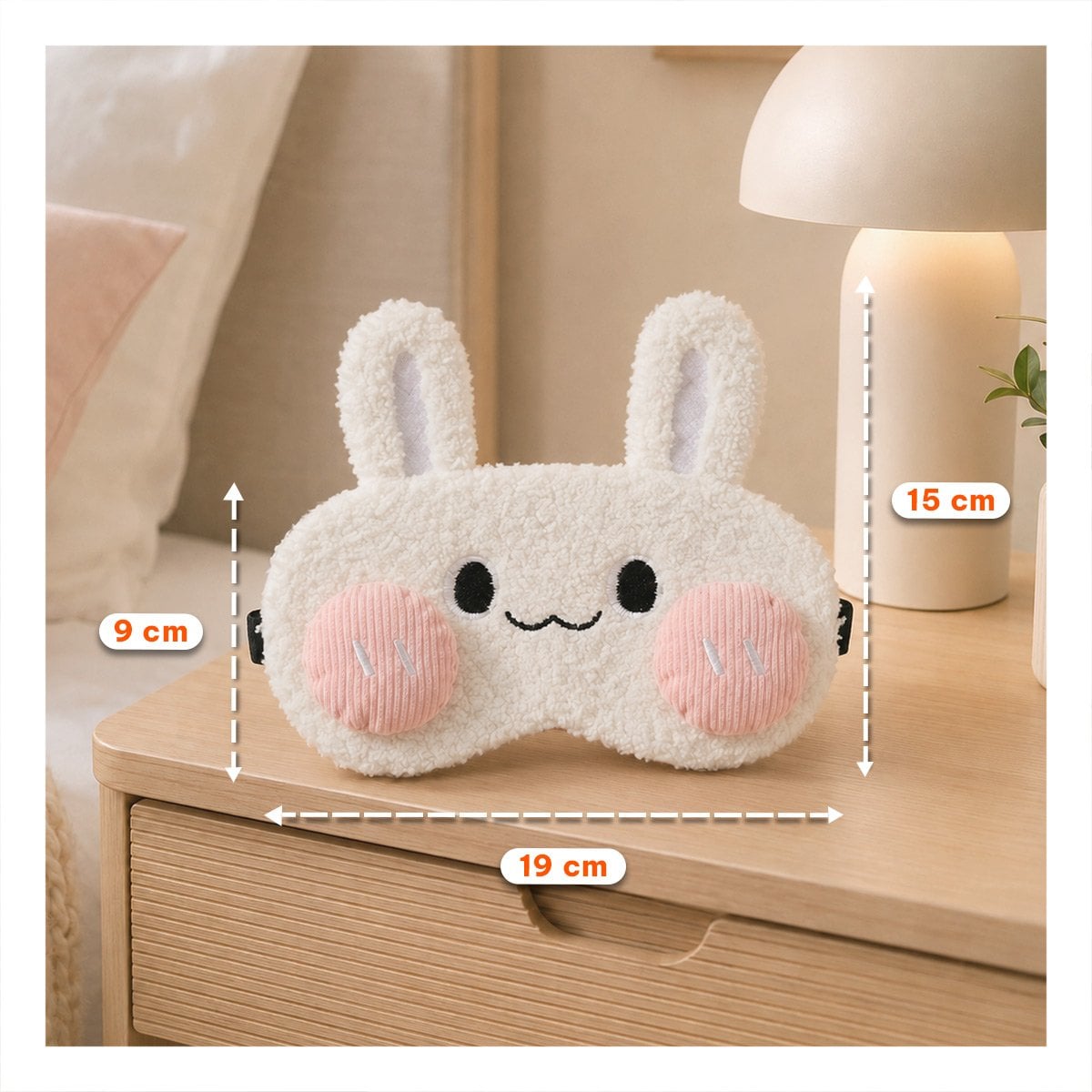 PACK4 MASCARILLA CONEJO PELUCHE BLANCO CON DISENO ELEGANTE PARA DORMIR EN LA CASA YPAPEL REGALO - 4
