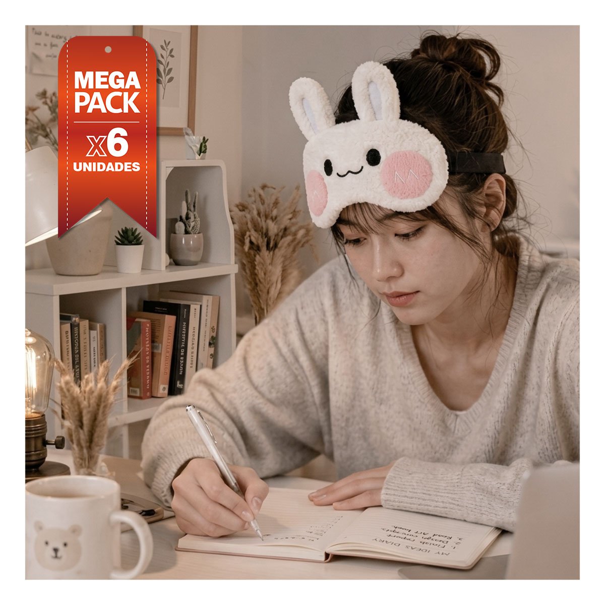 PACK6 PROTECTOR CONEJO PELUCHE BLANCO PARA DORMIR CON FELPA COMODA PARA EL HOGAR YPAPEL REGALO - 1