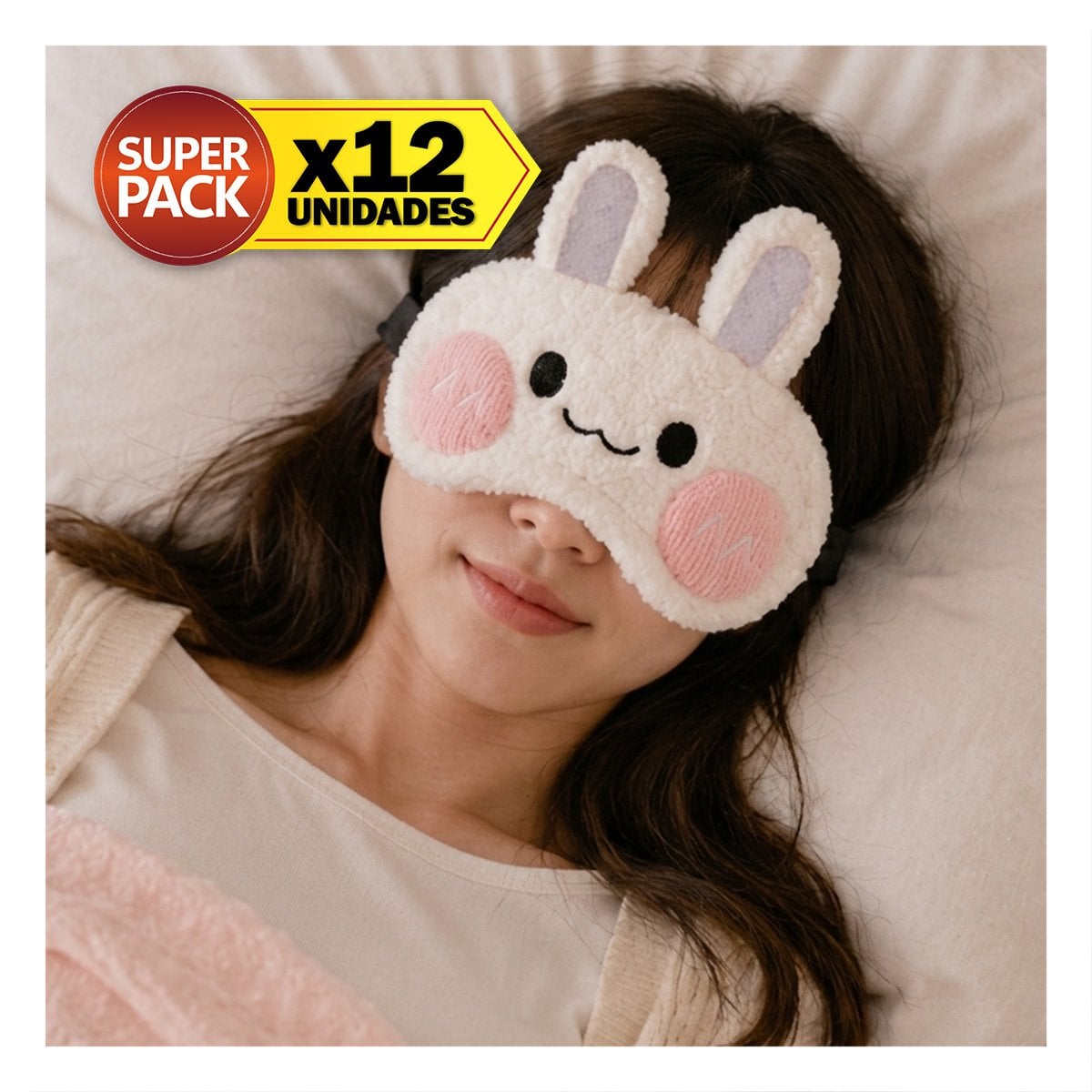 PACK12 PROTECTOR CONEJO PELUCHE BLANCO CON DISENO UNICO PARA DESCANSO EN LA CASA YPAPEL REGALO - 1
