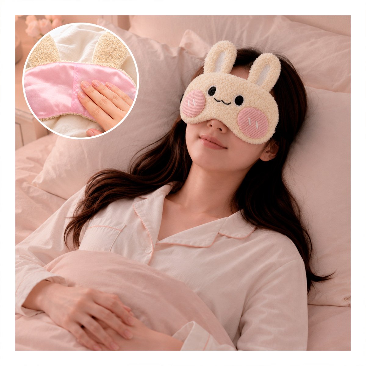 PACK4 VISOR CONEJO PELUCHE BEIGE DE DISENO EXCLUSIVO PARA DESCANSO Y CONFORT YREGALO STICKER - 2