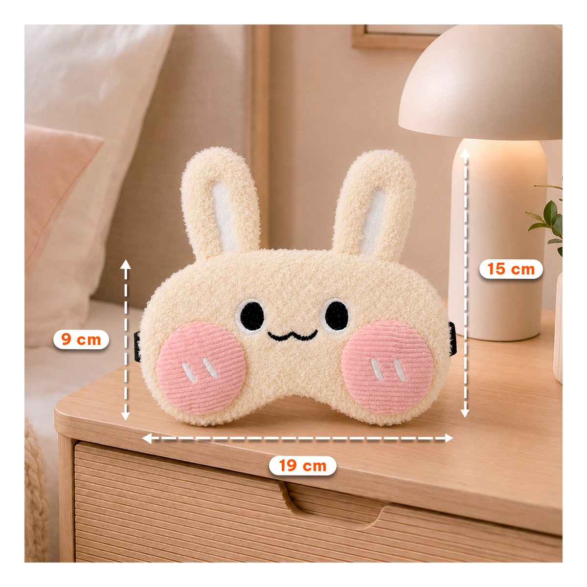 PACK4 VISOR CONEJO PELUCHE BEIGE DE DISENO EXCLUSIVO PARA DESCANSO Y CONFORT YREGALO STICKER - 3