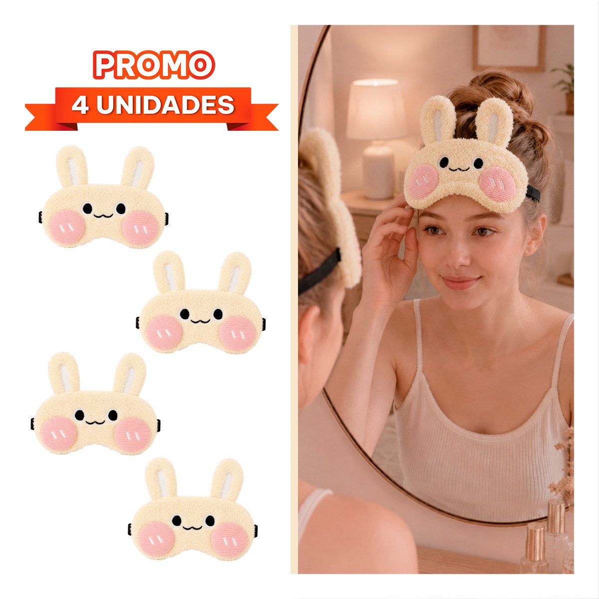 PACK4 ANTIFAZ CONEJO PELUCHE BEIGE DE ESTILO ELEGANTE CON GRAN SUAVIDAD Y MODA - 1