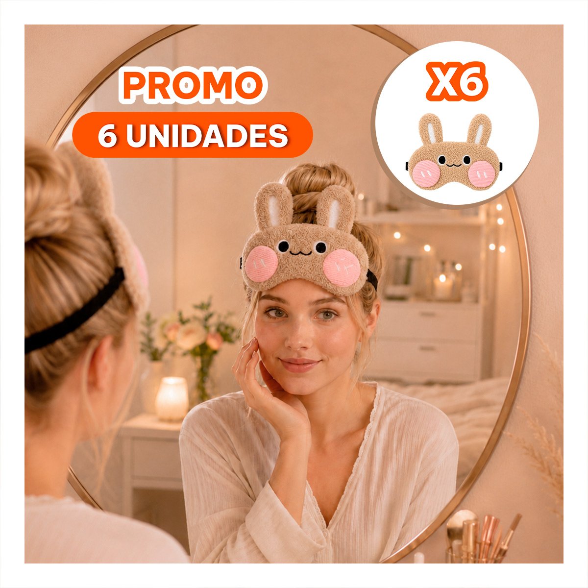 PACK6 ANTIFAZ CONEJO PELUCHE MARRON CLARO PARA DORMIR CON FELPA COMODA, MODA YREGALO STICKER - 1