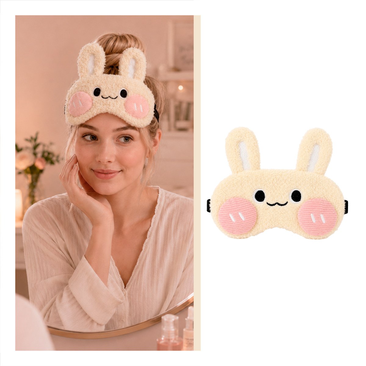 PROTECTOR CONEJO PELUCHE BEIGE PARA DESCANSAR CON ESTILO COMODO Y UNICO Y STICKY - 1