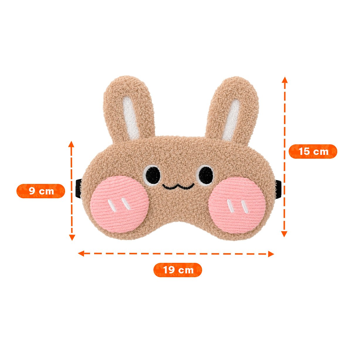 MASCARA CONEJO PELUCHE MARRON CLARO PARA DORMIR CON FELPA SUAVE, ESTILO COMODO Y LIGAS REGALO - 2