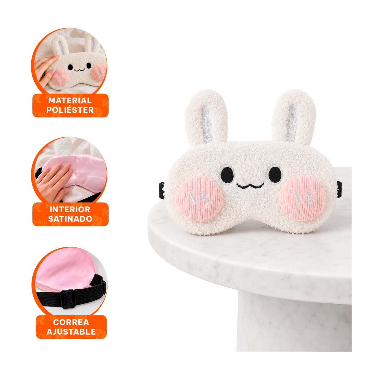 PACK12 ANTIFAZ CONEJO PELUCHE BLANCO DE SUAVE FELPA PARA DESCANSAR EN EL HOGAR YREGALO STICKER - 4