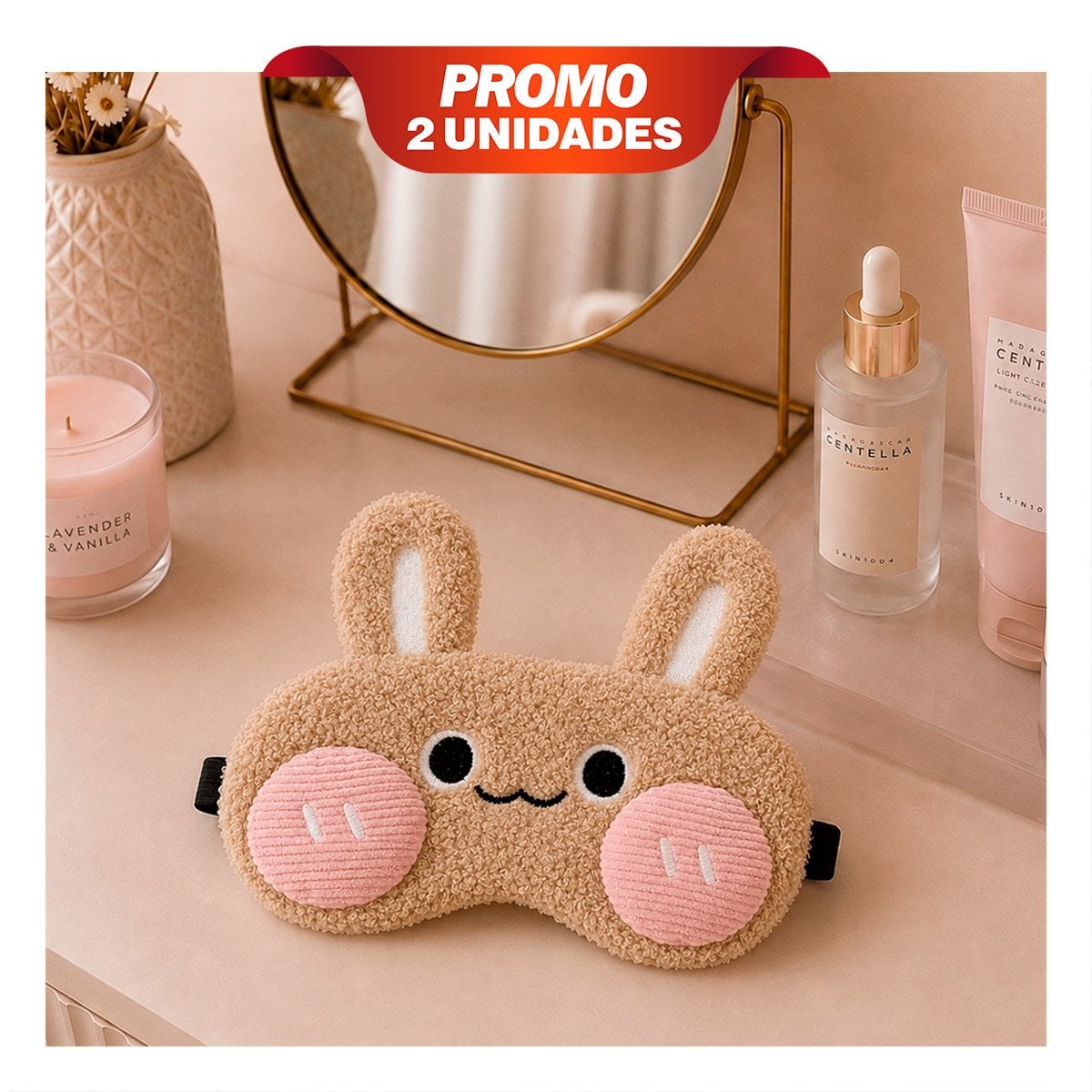 PACK2 ANTIFAZ CONEJO PELUCHE MARRON CLARO CON DISENO ELEGANTE PARA DORMIR EN CASA YPAPEL REGALO - 1